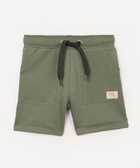 short de moletom infantil com cordão verde 1
