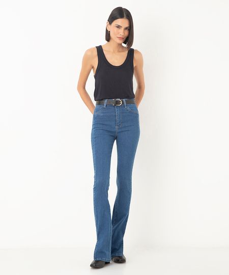 calça jeans flare cintura alta sawary azul 34