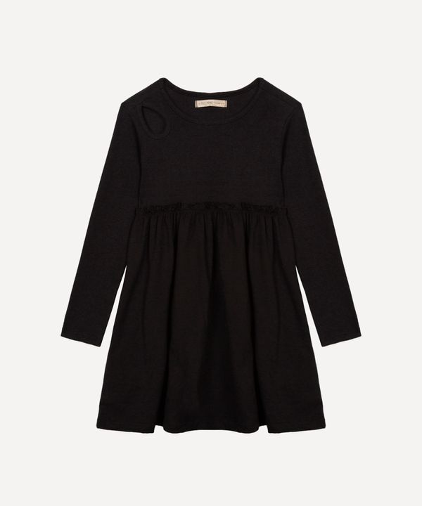 vestido de algodão infantil manga longa preto 4