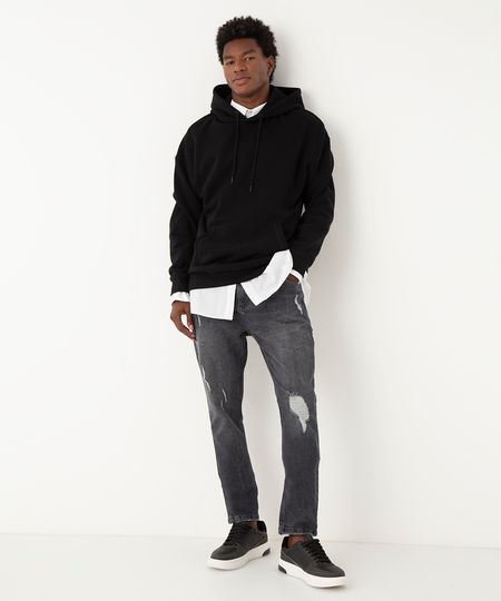 calça jeans carrot com rasgos - BLACK JEANS 36