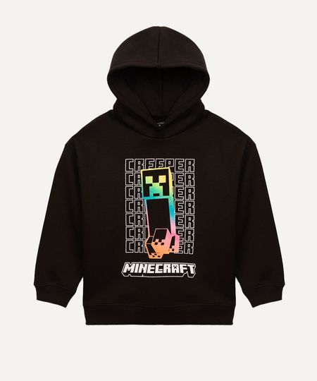blusa de moletom infantil com capuz minecraft preto 6