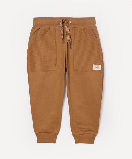 calça infantil de moletom com bolso bege 5
