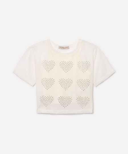 blusa de tule infantil com corações off white 4