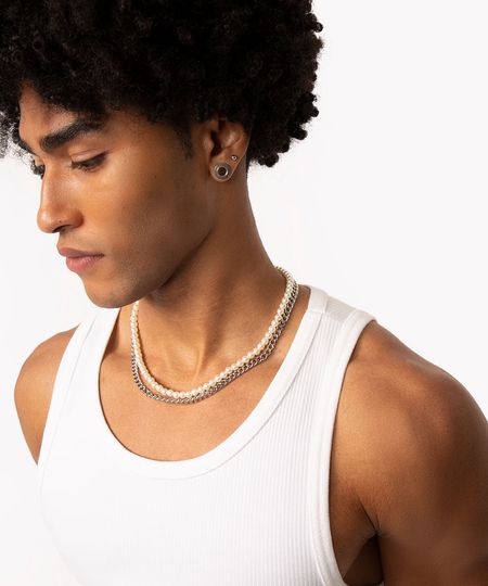 colar de miçangas peroladas prata Único colar de miçangas peroladas prata Único