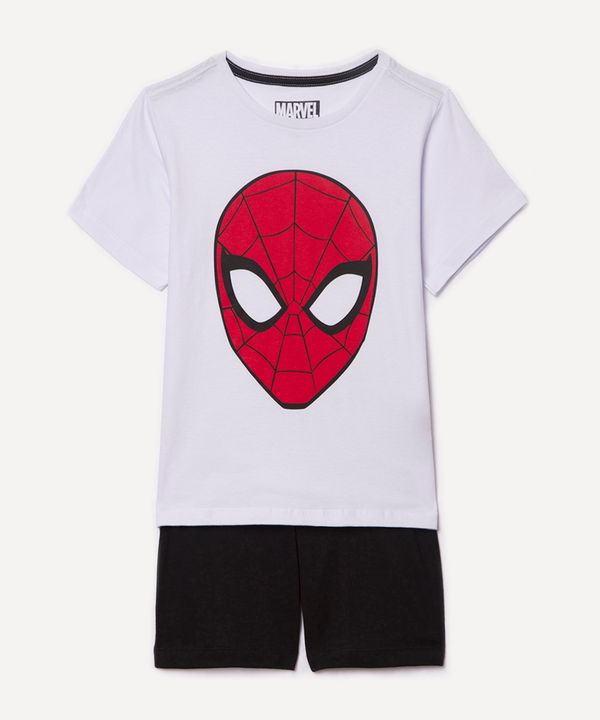 pijama infantil de algodão manga curta com short homem aranha branco 8