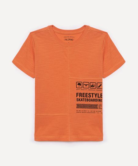 camiseta de algodão infantil freestyle com recortes laranja 6