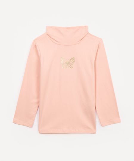 blusa infantil manga longa borboleta rosa 1
