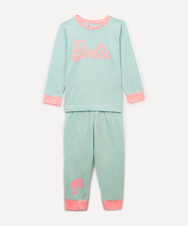 pijama de algodão infantil barbie azul claro 14