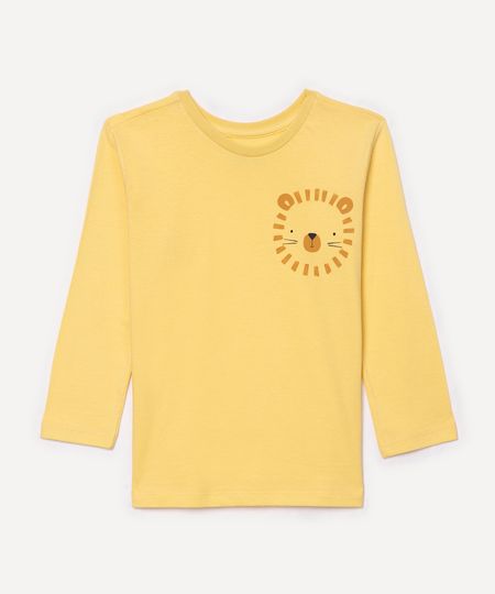 camiseta de algodão infantil leão amarelo 2
