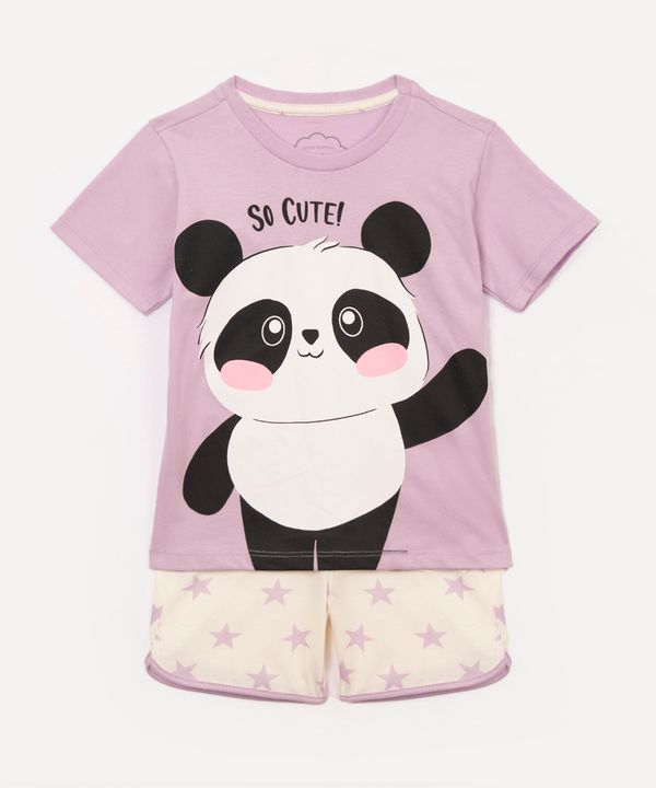 pijama infantil curto panda lilás 3