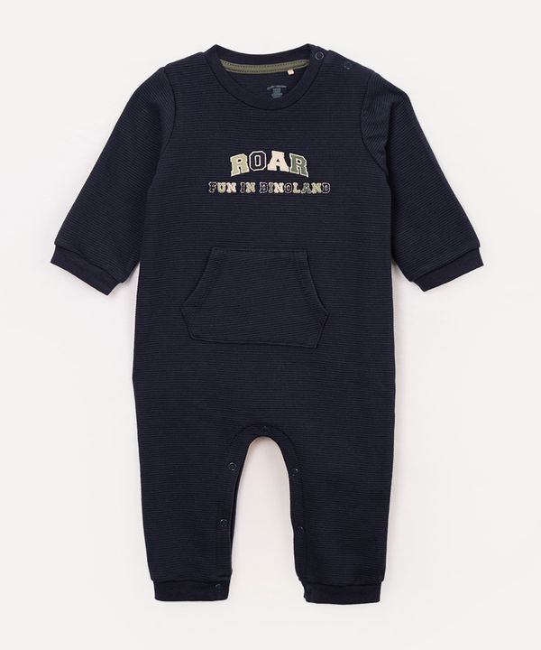macacão infantil longo dinossauro azul médio 9-12