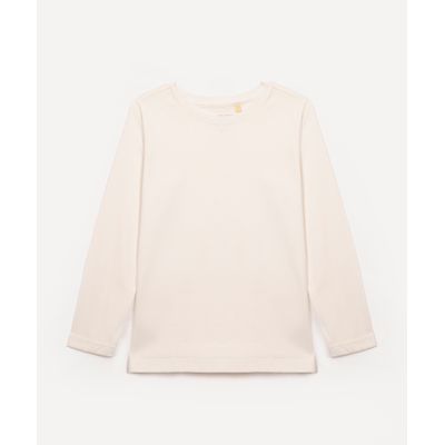 camiseta infantil de algodão manga longa off white