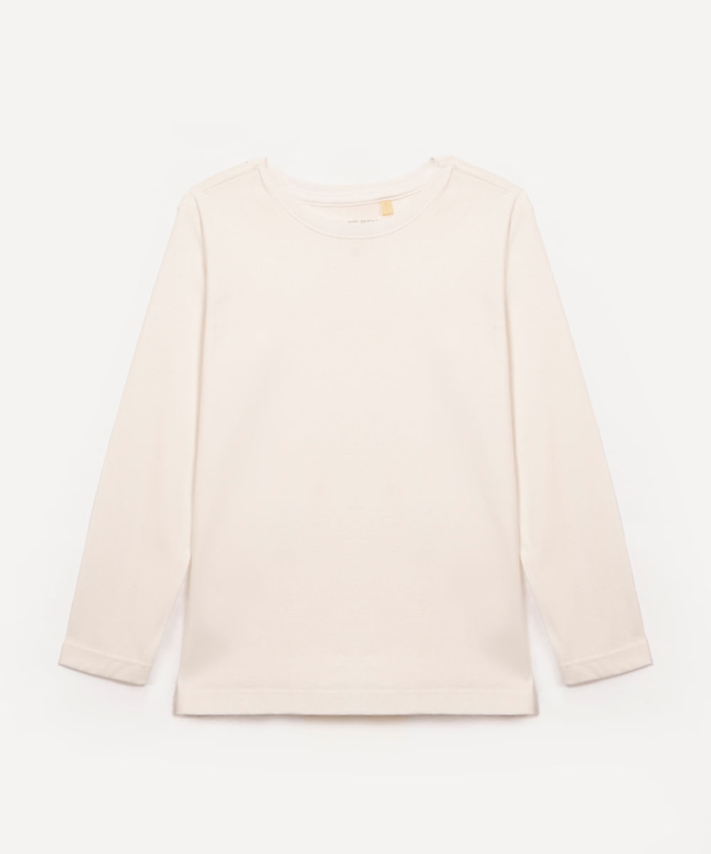 camiseta infantil de algodão manga longa off white