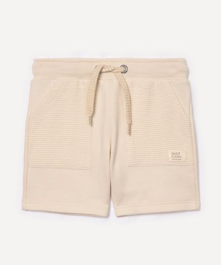 short de moletom infantil com cordão bege 2 short de moletom infantil com cordão bege 2