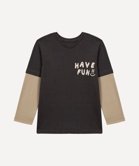 camiseta de algodão infantil com sobreposição cinza 3