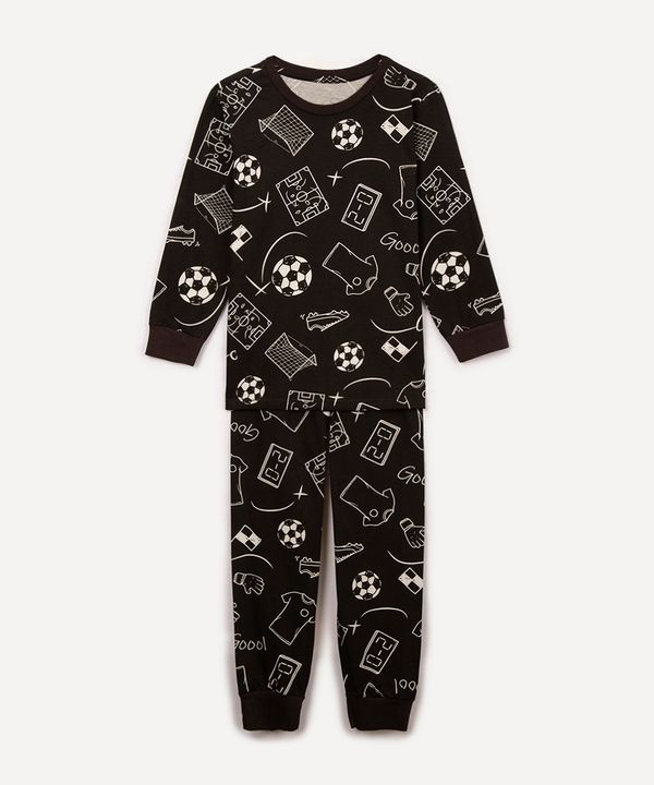 pijama de algodão infantil futebol preto 12