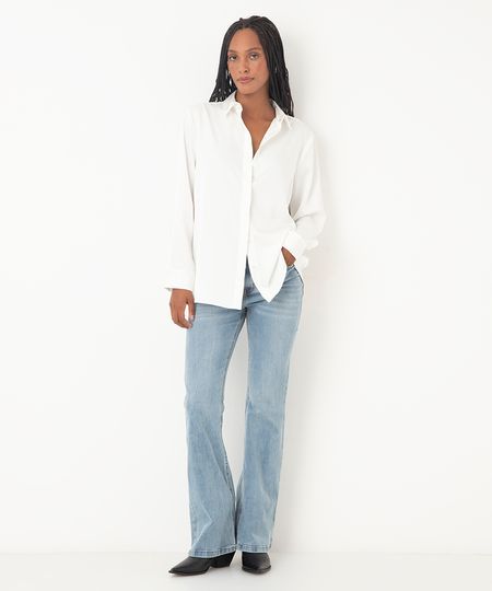 calça jeans flare boot cintura alta azul claro 46 calça jeans flare boot cintura alta azul claro 46