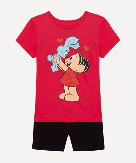 conjunto de algodão infantil pop turma da mônica vermelho 2