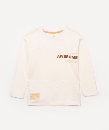 camiseta de algodão infantil com recortes off white 4