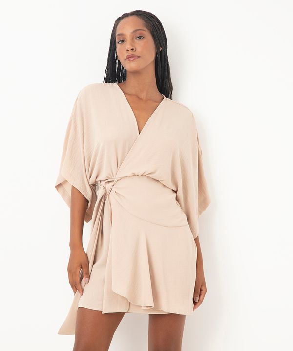 vestido transpassado curto bege M