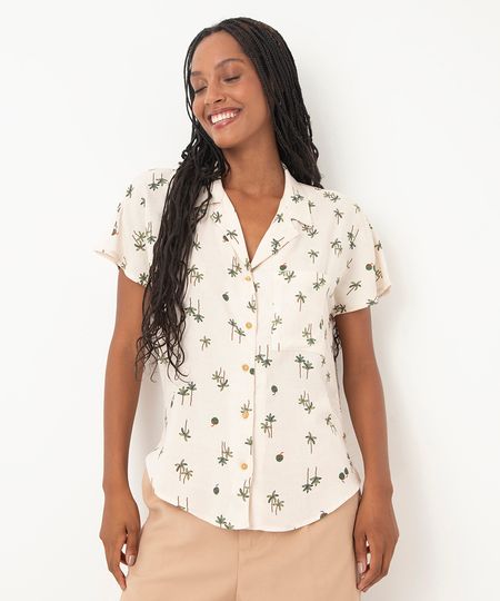 camisa de viscose coqueiros off white M
