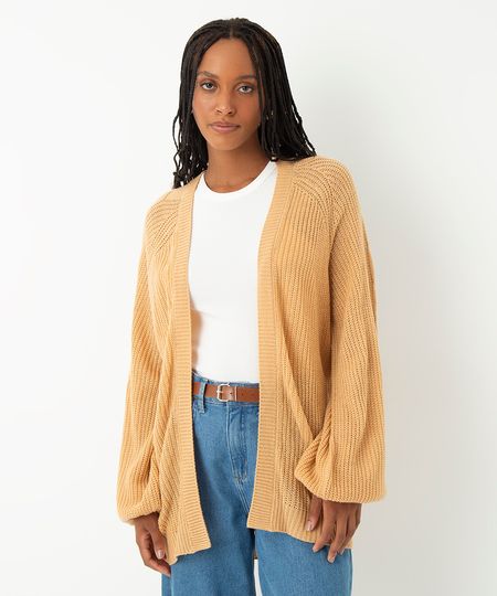 cardigan de tricot alongado bege P