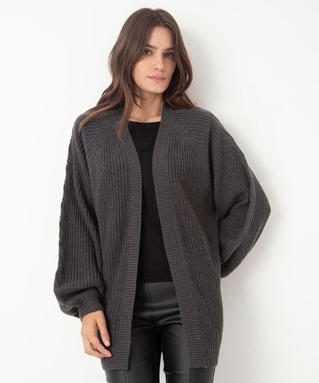 cardigan de tricot alongado cinza M