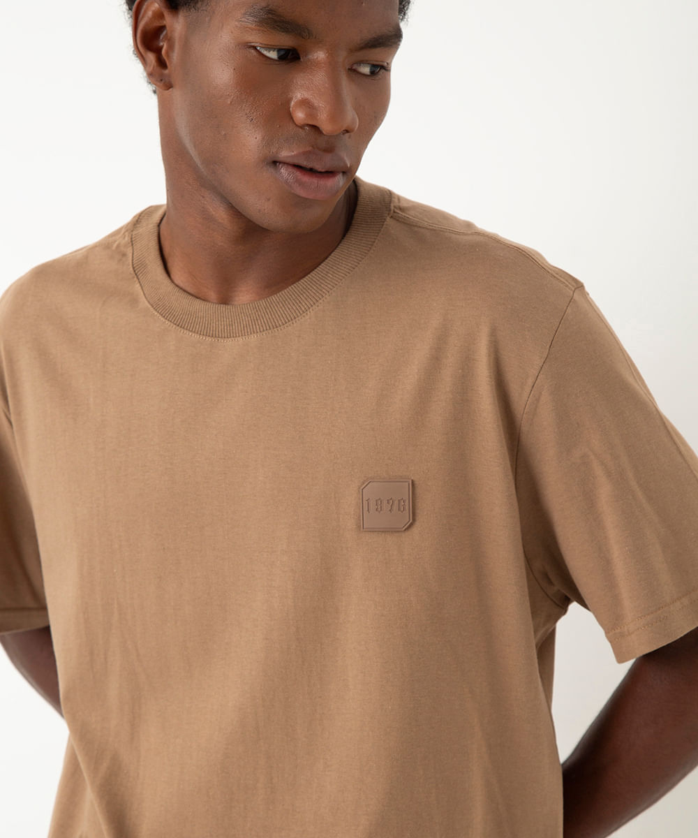 camiseta de algodão 1976 marrom