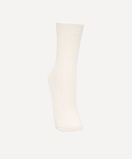 meia cano alto de tricot off white 34-39 meia cano alto de tricot off white 34-39