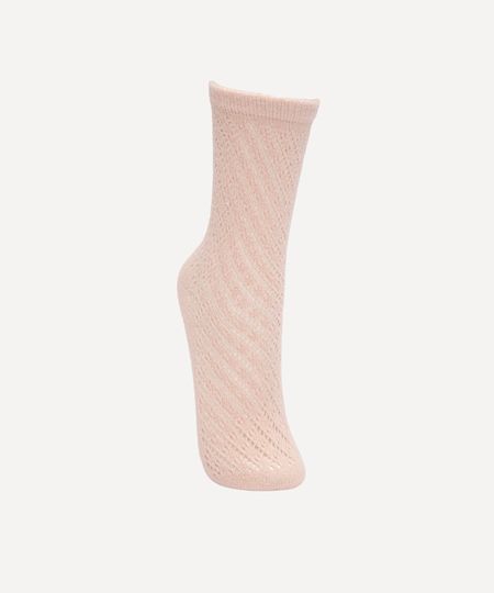 meia cano alto texturizada rosa claro 34-39