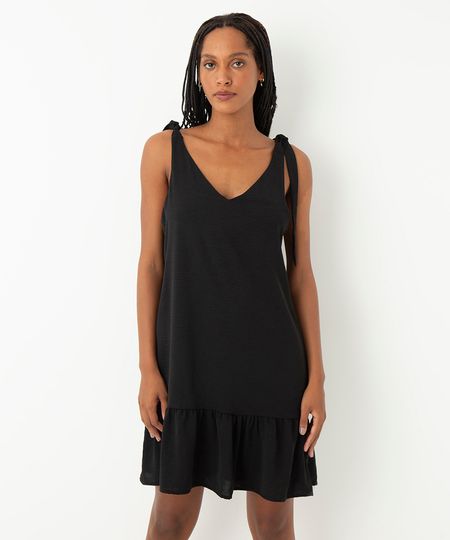 vestido curto com alça laço preto P vestido curto com alça laço preto P
