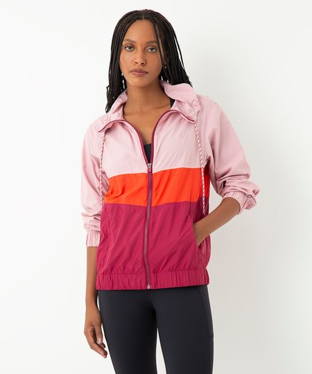 jaqueta corta vento manga longa esportiva ace rosa P