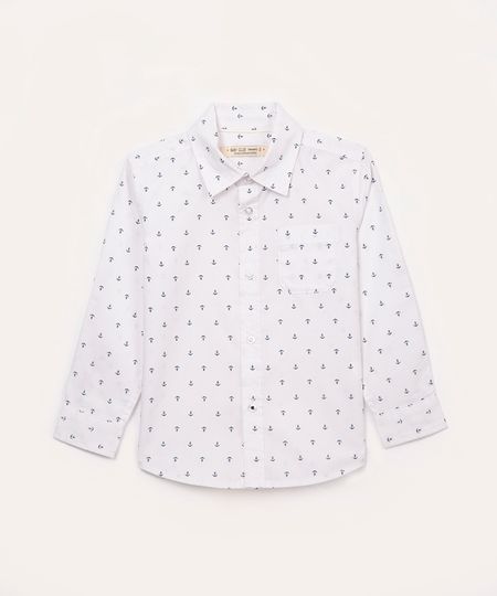 camisa de algodão infantil âncora branca 1