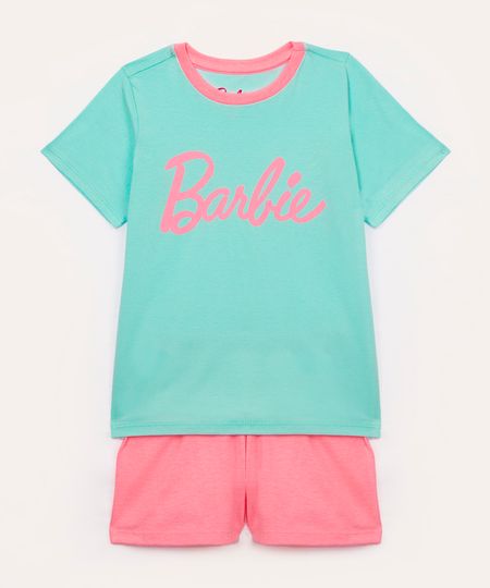 pijama infantil curto barbie azul claro 6