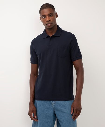 polo de algodão com bolso azul marinho GG polo de algodão com bolso azul marinho GG