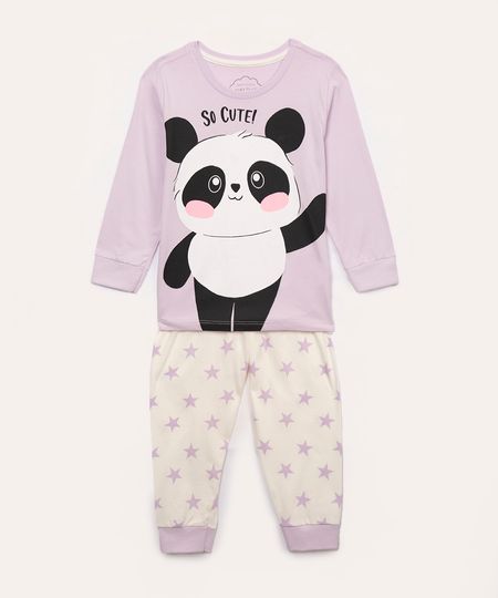 pijama infantil longo panda lilás 4