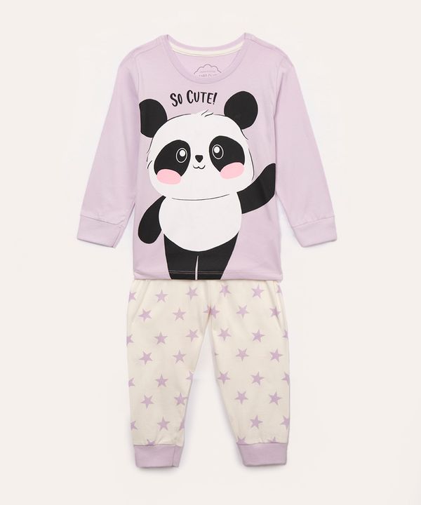 pijama infantil longo panda lilás 5