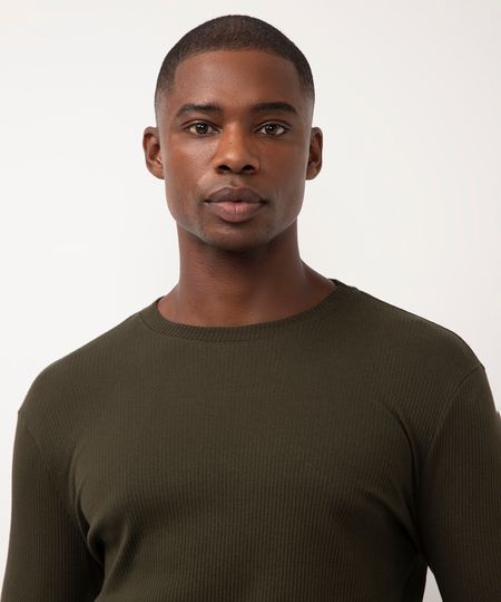 blusa de algodão slim fit manga longa verde militar PP blusa de algodão slim fit manga longa verde militar PP