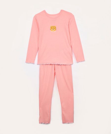pijama infantil longo onça rosa 6