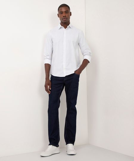 calça jeans reta slim com bolsos azul escuro 44 calça jeans reta slim com bolsos azul escuro 44