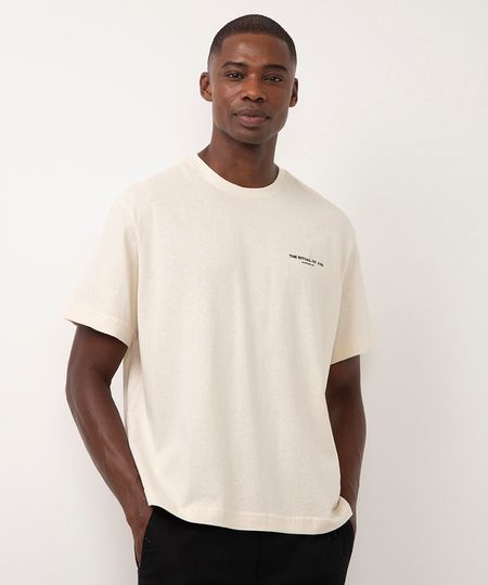 camiseta de algodão manga curta off white P
