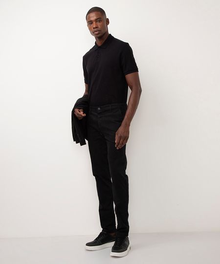 calça de sarja slim comfort com bolsos preto 38