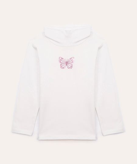 blusa infantil manga longa borboleta off white 1