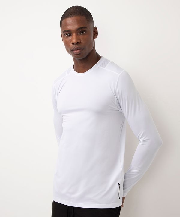 camiseta slim manga longa esportiva branco G
