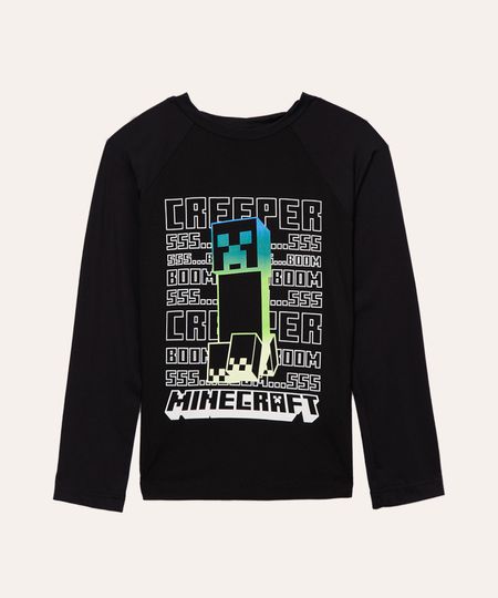 camiseta minicraft infantil proteção uv preta 4 camiseta minicraft infantil proteção uv preta 4