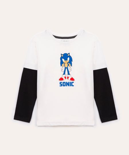 camiseta de algodão infantil sonic off white 6