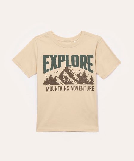 camiseta de algodão explore bege 8