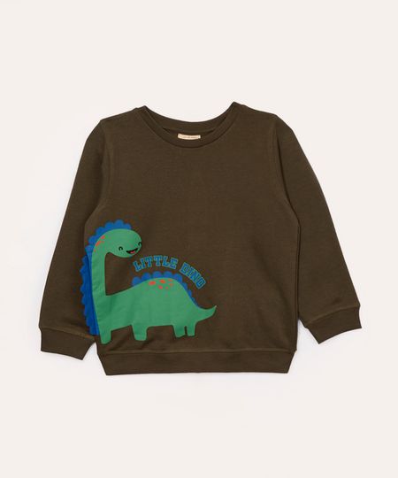 blusão infantil de moletom dinossauro cinza 1