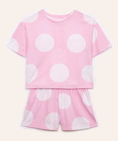 pijama infantil curto poá rosa 2 pijama infantil curto poá rosa 2