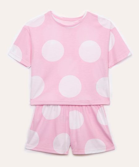 pijama infantil curto poá rosa 6